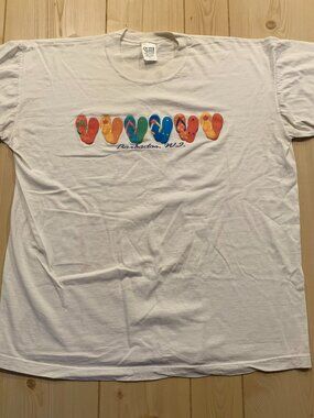 Vintage Y2K Barbados West Indies Caribbean Island Beach Sandals T-Shirt Size XL